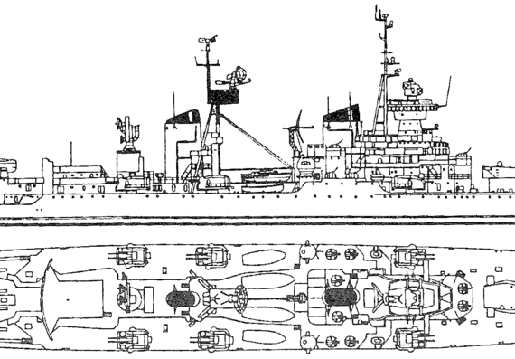 Корабль СССР Dzerzhinsky [Sverdlov-class Cruiser] (1967) - чертежи, габариты, рисунки